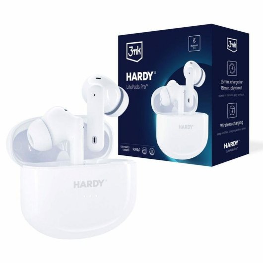 Auriculaires 3MK Hardy LifePods Pro sans fil Bluetooth 5.3 ANC Blancs