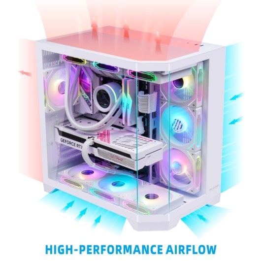 Progaming Banshee Blanco Caja Pc Cube Tower Atx Con 7 Ventiladores Argb Reverse, Controlador Argb + Pwm Con Mando A Dist