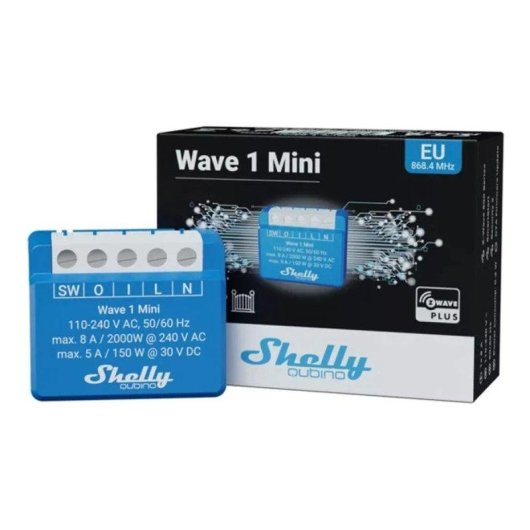 Relais Z-Wave Shelly Qubino Wave 1 Mini Contrôle éclairage, Contact sec, 8A