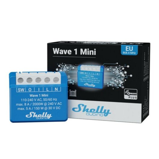 Relais Z-Wave Shelly Qubino Wave 1 Mini Contrôle éclairage, Contact sec, 8A