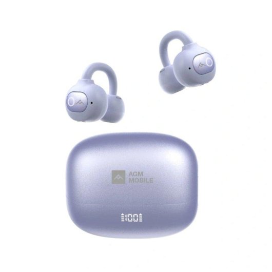 Auriculares AGM Open Buds 1 Bluetooth com Cancelamento de Ruído USB-C Roxos