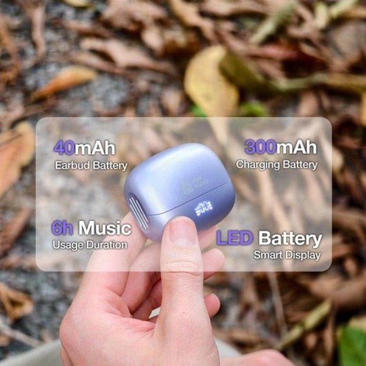 Auriculares AGM Open Buds 1 Bluetooth com Cancelamento de Ruído USB-C Roxos