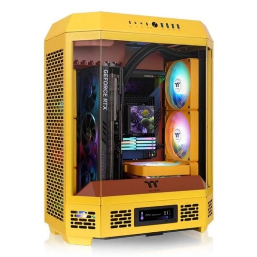 Torre ATX Thermaltake Tower 600 Amarela Vidro Temperado RGB Gaming