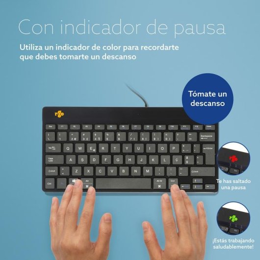 Tastiera R-Go Tools Compact Break ergonomica compatta QWERTY (PT) cablata con software pausa
