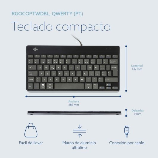 Tastiera R-Go Tools Compact Break ergonomica compatta QWERTY (PT) cablata con software pausa