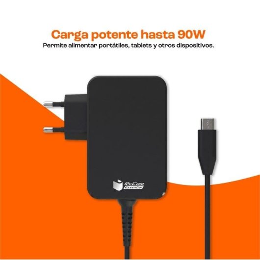 PcCom Essential Cargador Universal 90W USB-C 8 Adaptadores para Portátil