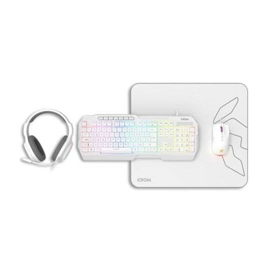 Tastatur Krom Kenta 4-in-1 Membran RGB weiß mit Maus, Headset und Mauspad