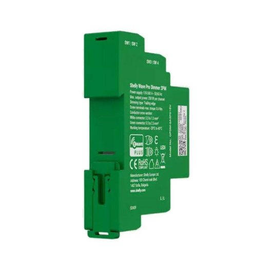 Relé Z-Wave Shelly Dimmer 2x200W Controle iluminação, Rail DIN, Medição