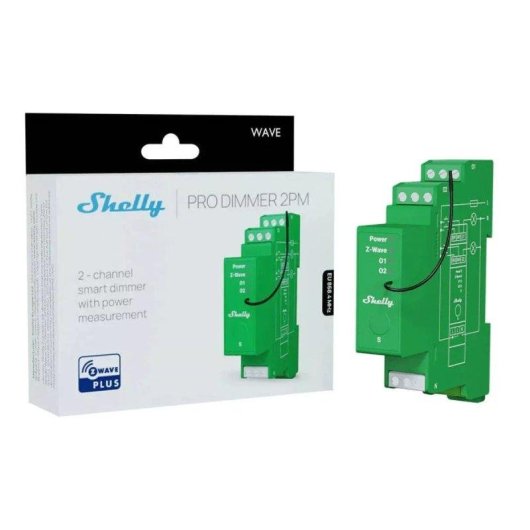 Relé Z-Wave Shelly Dimmer 2x200W Controle iluminação, Rail DIN, Medição