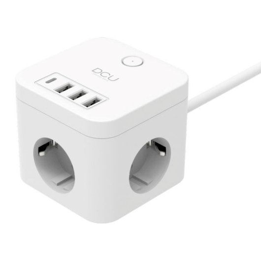Steckdosenleiste DCU Tecnologic EnergyCube 3 Steckplätze 3 USB-A 1 USB-C mit Schutz