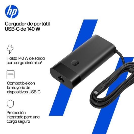 Chargeur USB-C HP 140W Noir Portable Sécurité Optimale