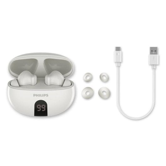 Auriculaires Philips TAT2520WT/00 sans fil Bluetooth avec Réduction Active du Bruit Blancs