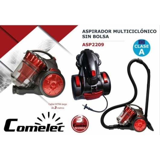 Aspirador sem Saco Comelec ASP 2209 700W Regulação Eletrónica Vermelho