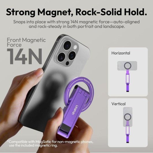 Support magnétique Ulanzi MA60 Pliable Double Aimant 14N Violet