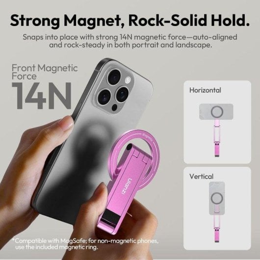 Support magnétique Ulanzi MA60 Pliable Double Aimant Rose