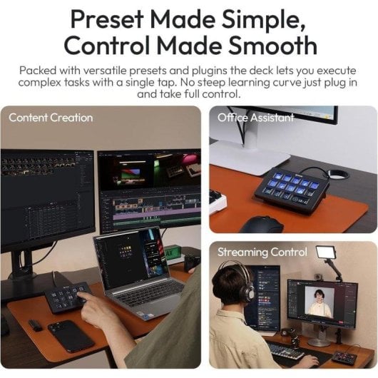 Contrôleur Ulanzi D200h 13 Touches LCD Hub 7-en-1 IA Lumières