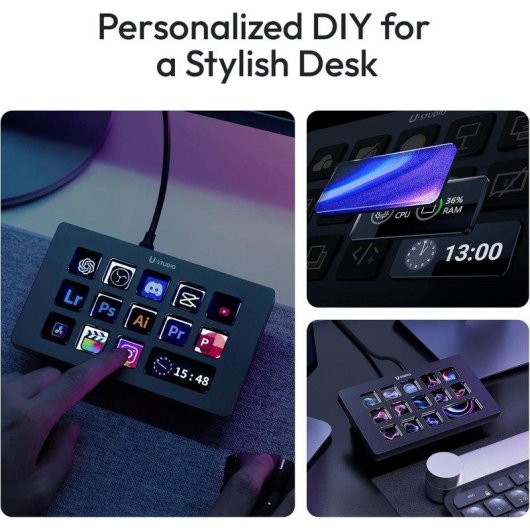 Contrôleur Ulanzi D200h 13 Touches LCD Hub 7-en-1 IA Lumières