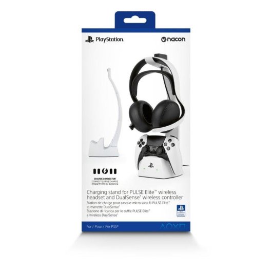 Base de Carga Nacon para mando PS5 DualSense y Auriculares Pulse Elite Blanco
