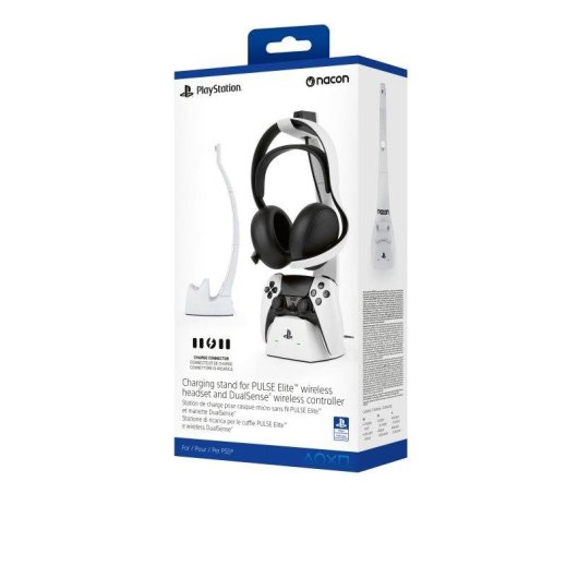 Base de Carga Nacon para mando PS5 DualSense y Auriculares Pulse Elite Blanco