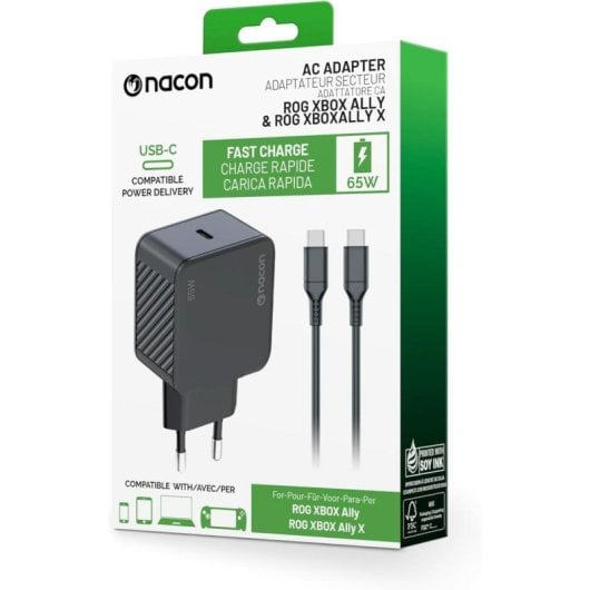 Cargador Nacon XBXROGADAPT65 65 W Power Delivery USB-C Negro portátil