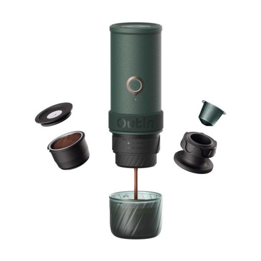 Cafetera Espresso Outin Mino Portátil Verde 70 ml 22 Bares batería 9000 mAh IP67