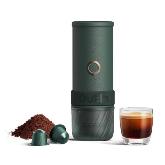 Cafetera Espresso Outin Mino Portátil Verde 70 ml 22 Bares batería 9000 mAh IP67