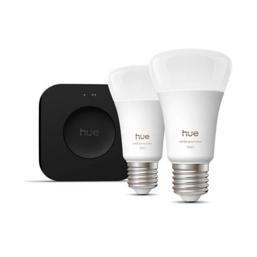 Kit de iluminacao inteligente Philips Hue White and Color Ambiance E27 A60 2 lampadas Bridge Pro Bluetooth Zigbee