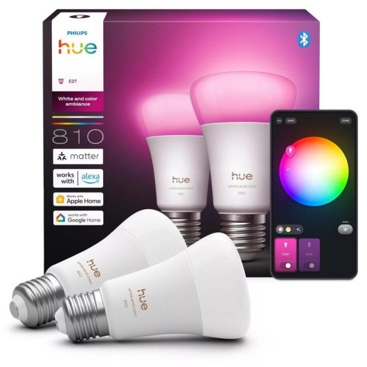 Ampoule intelligente Philips Hue White and Color Ambiance E27 A60 Bluetooth x2