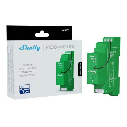Relais Z-Wave Shelly Wave Pro Dimmer 1 Canal Contrôle éclairage, Suivi énergie, DIN