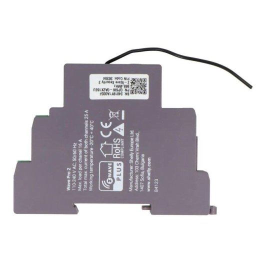 Relais Wi-Fi Shelly Qubino Wave Pro 2 Z-Wave Contrôle éclairage et portes, Rail DIN