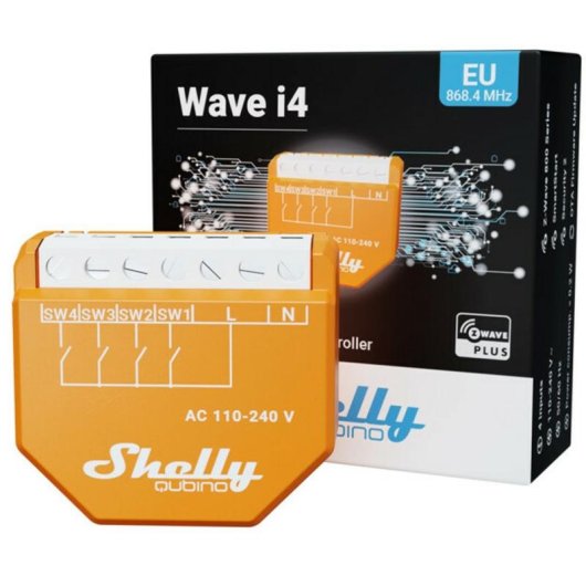 Relais Z-Wave Shelly Qubino Wave i4 Contrôle de scénarios, 4 entrées, Encastrable