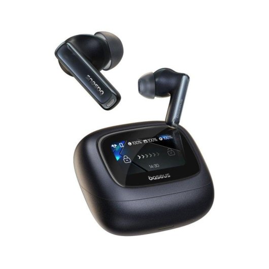 Baseus Bowie M2s kabellose Bluetooth Kopfhörer mit Geräuschunterdrückung, Mikrofon und Display, schwarz