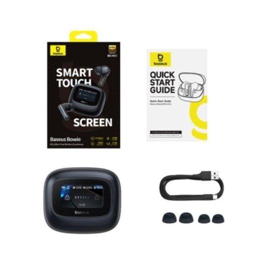 Baseus Bowie M2s kabellose Bluetooth Kopfhörer mit Geräuschunterdrückung, Mikrofon und Display, schwarz
