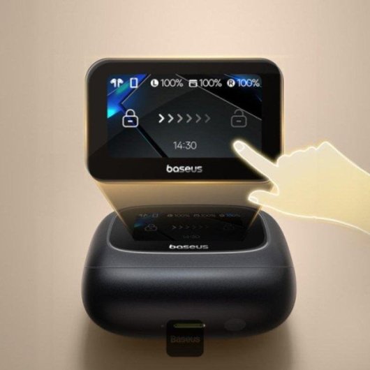 Baseus Bowie M2s kabellose Bluetooth Kopfhörer mit Geräuschunterdrückung, Mikrofon und Display, schwarz