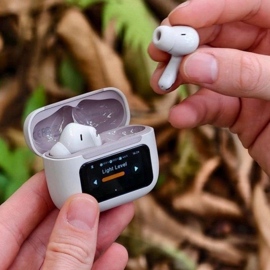 Auriculares AGM Buds 9 sem fios Bluetooth USB-C com Cancelamento de Ruído Bege