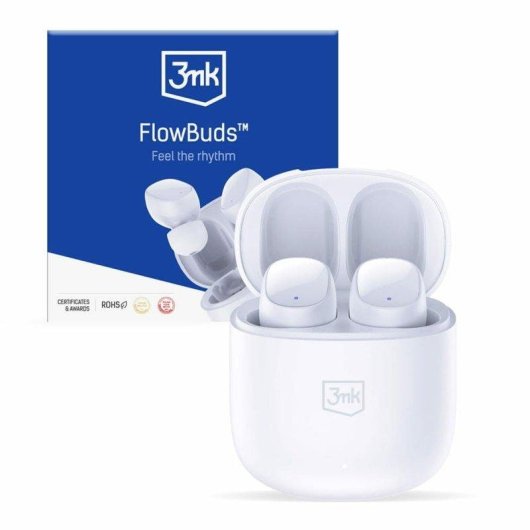 Ecouteurs 3MK FlowBuds sans fil Bluetooth 5.3 Réduction de Bruit Blancs