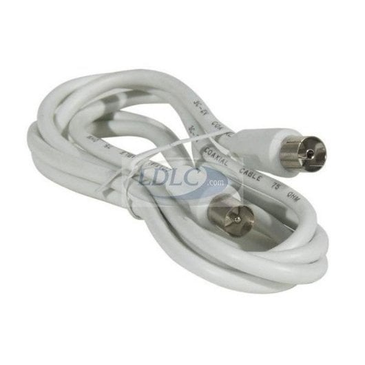 Cable coaxial Genérica 5 m blanco macho a hembra para antena TV