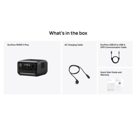 Estación de energía EcoFlow River 3 Plus 286Wh 2 puertos AC y 3 puertos USB Batería Li-ion Pantalla LCD Compatible UPS