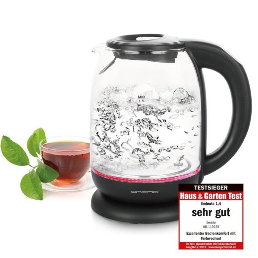 Bouilloire Emerio WK-119255.5 1,7L 2200W Verre LED Température