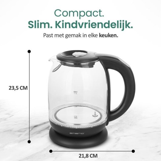 Bouilloire Emerio WK-119255.5 1,7L 2200W Verre LED Température