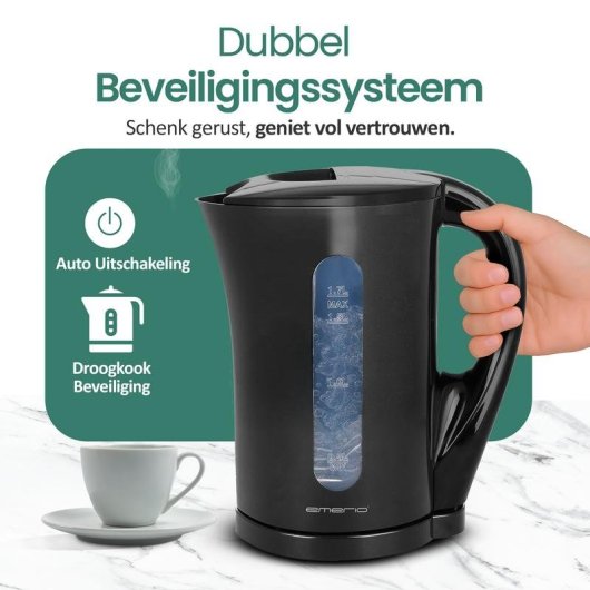Bouilloire Emerio WK-123483 1,7 L 2200 W Noir sans fil