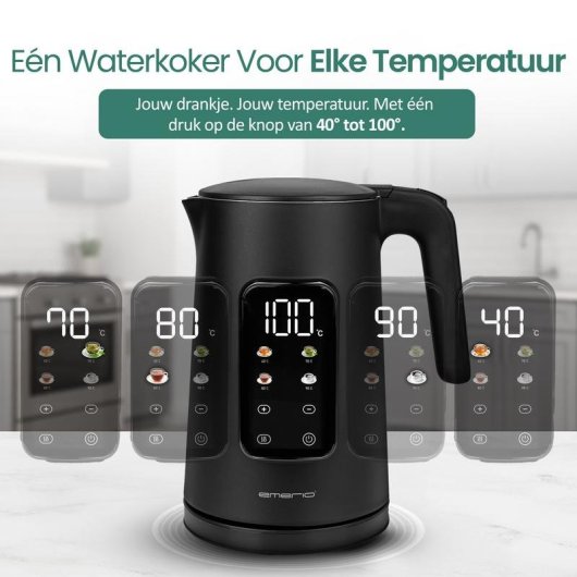 Bouilloire Emerio WK-132229 1,7L 2200W 13 températures écran tactile noir