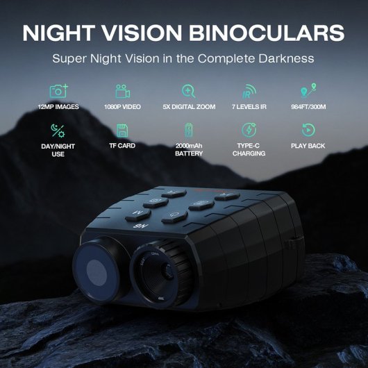 Gafas Visión Nocturna Gtguard N6 1.54" 5x Zoom 1080p Hd Con Ir 3w 2000mah