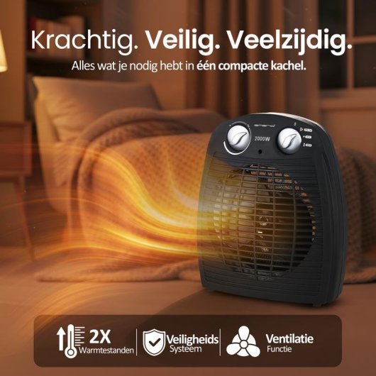 Calefactor Termoventilador Emerio FH-106737.2 2000W Negro Protección Antivuelco