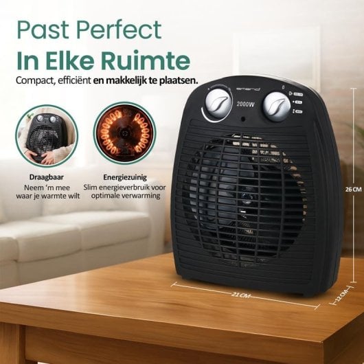 Calefactor Termoventilador Emerio FH-106737.2 2000W Negro Protección Antivuelco