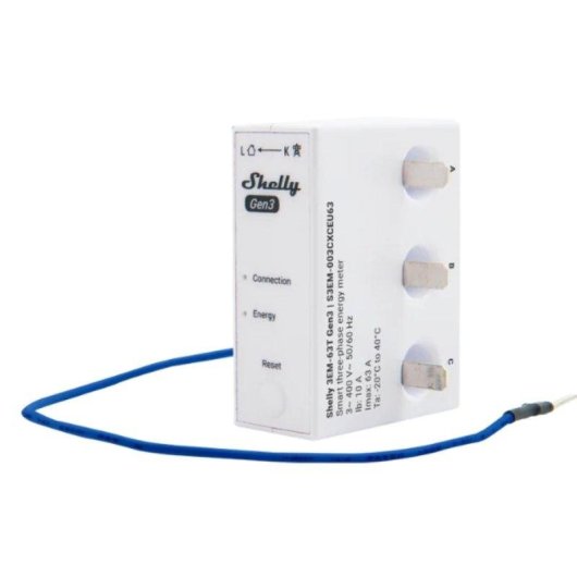 Relais Wi-Fi Shelly 3EM-63T Gen3 Suivi de l’energie, 3 canaux, DIN