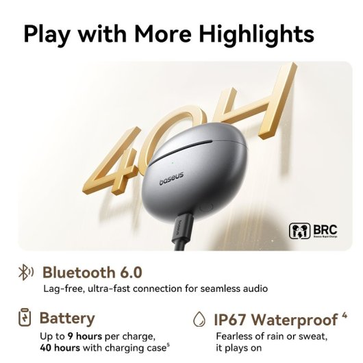 Auriculares Baseus Bowie MC1 Pro sem fios Bluetooth SuperBass 2.0 Pretos