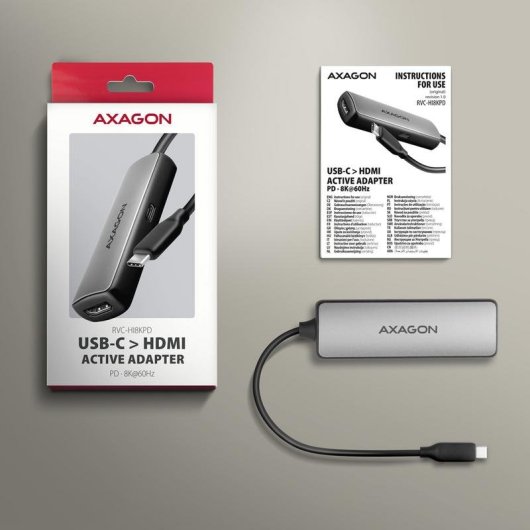 Adaptateur AXAGON RVC-HI8KPD USB-C HDMI 8K HDR10+ PD100W
