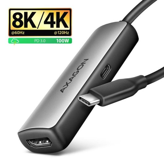 Adaptateur AXAGON RVC-HI8KPD USB-C HDMI 8K HDR10+ PD100W
