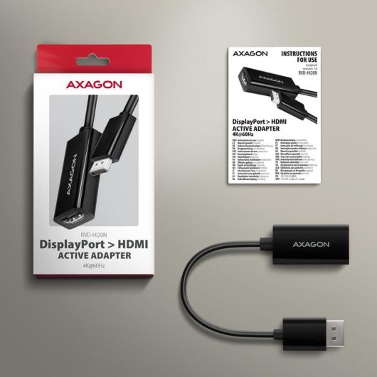 Adaptateur vidéo AXAGON RVD-HI20N DisplayPort HDMI 2.0b 0,15 m Noir